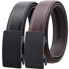 Hot Sale Men's Leather Belt Automatic Buckle Cow Ratchet Waist Strap Jeans Dress
