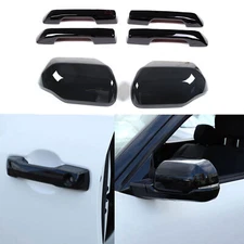 ABS For 22-24 Toyota Tundra Gloss Black Door Handle Covers+mirrors Cover Trim 6P