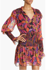 NWT $295 FARM RIO Heart Daisy Metallic Dot Long Sleeve Minidress in size Small!