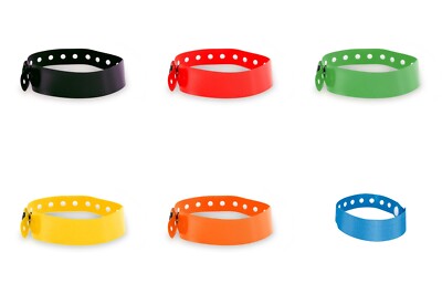 100 Braccialetti Ingresso Impermeabili - 19x255mm, 5 Colori, Per Eventi, Parchi, Piscine
