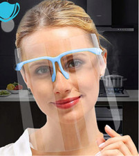 FACE SHIELD WITH GLASSES GLASS VISOR MASK PPE SHIELD TRANSPARENT CLEAR PLASTIC