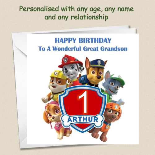 Personalised Paw Birthday Card - Son grandson Nephew, cousin 1st 2nd 3rd 4th 5th - Picture 1 of 7