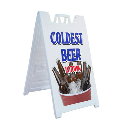 A-frame Sidewalk Coldest Beer In Town 24'' x 36'' Double Sided A-Frame Sidewalk Si