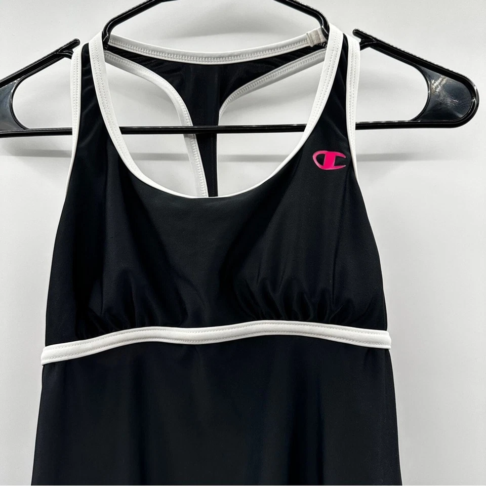 Traje de baño Champion Swim blanco y negro sin mangas espalda corredora cuello redondo talla S Foto 2 de 4
