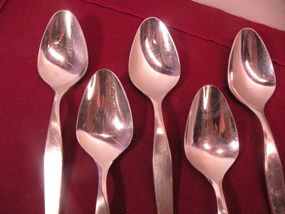 Set Of 5 Teaspoons Noritake LINDEN Japan 18/8 Satin Stainless Steel 6 3