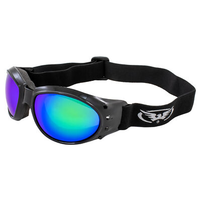 Global Vision Eliminator G-Tech Motorcycle Goggles Black w/ Green Mirror Lens