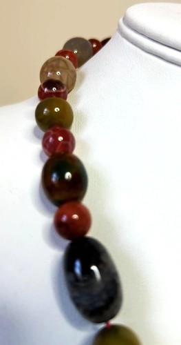 Natürliche bunte Drachen Ader Achat Handarbeit Halskette, geknotet, 18 3/4" lang - Bild 3 von 5