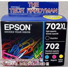 4-PACK EPSON GENUINE 702XL BLACK & 702 COLOR INK (NO RETAIL BOX) WF-3720