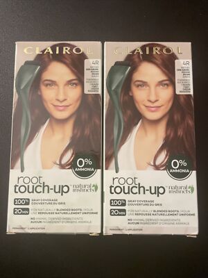 2x Clairol Natural Instincts Root Touch Up Permanent Hair Color 4R Dark Auburn