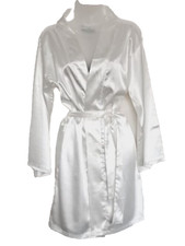 041 Pretty Little Thing White Belted Satin Robe Kimono