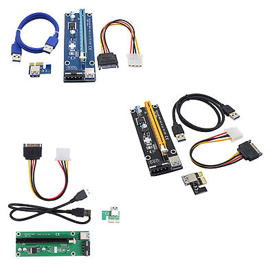 USB 3.0 PCI-E Express 1x To 16x Extender Riser Card Adapter with Power Cable