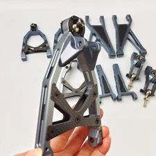 7075 Alloy CNC + Carbon Upper Lower Suspension Arm Set for Rovan HPI KM Baja