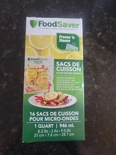 FoodSaver Microwavable Meal Prep Bags, for Vacuum Sealers, 1QT