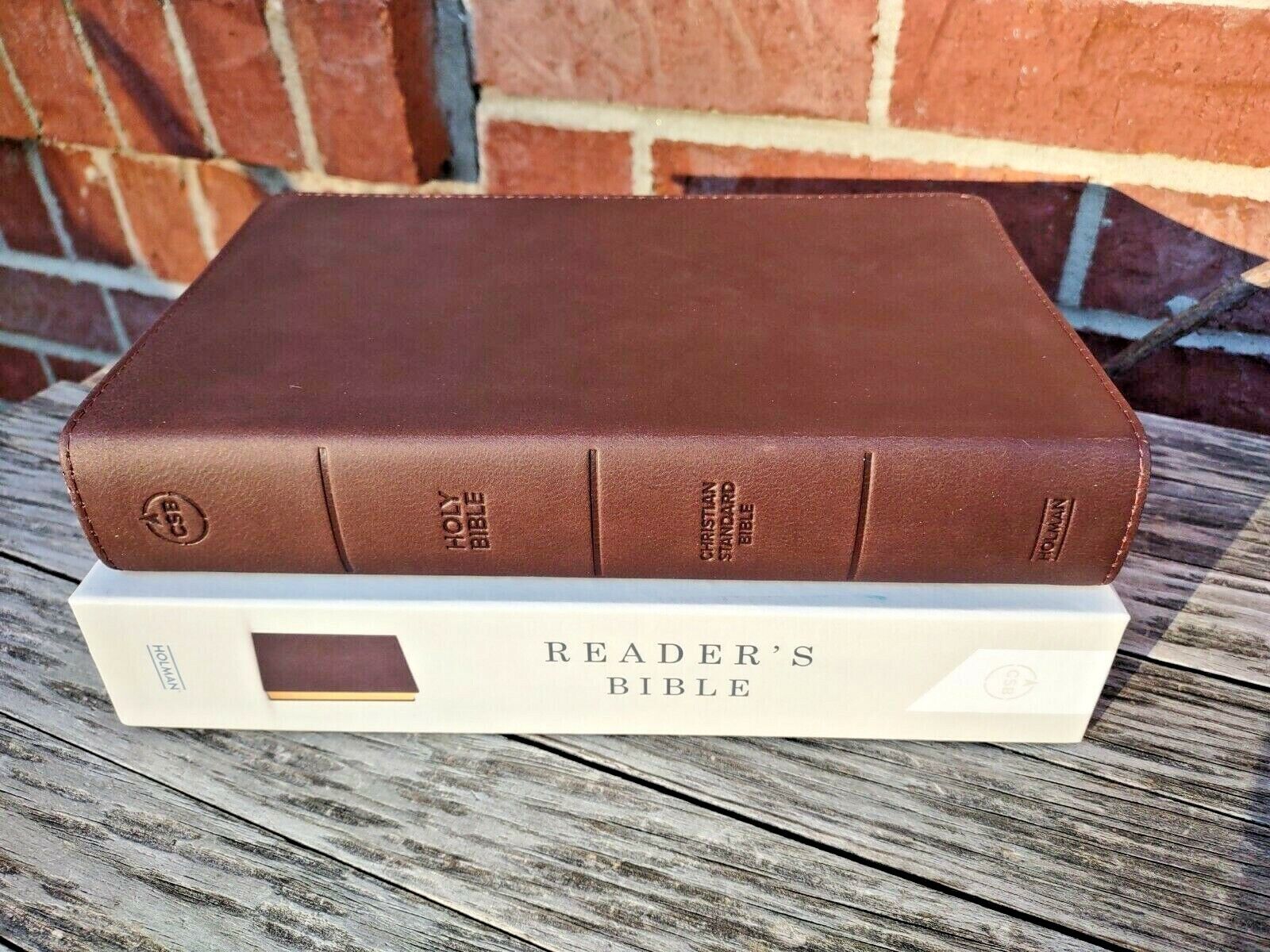 NIB! CSB Single-Column Reader's Bible, Brown Genuine Goatskin Leather Smyth-Sewn