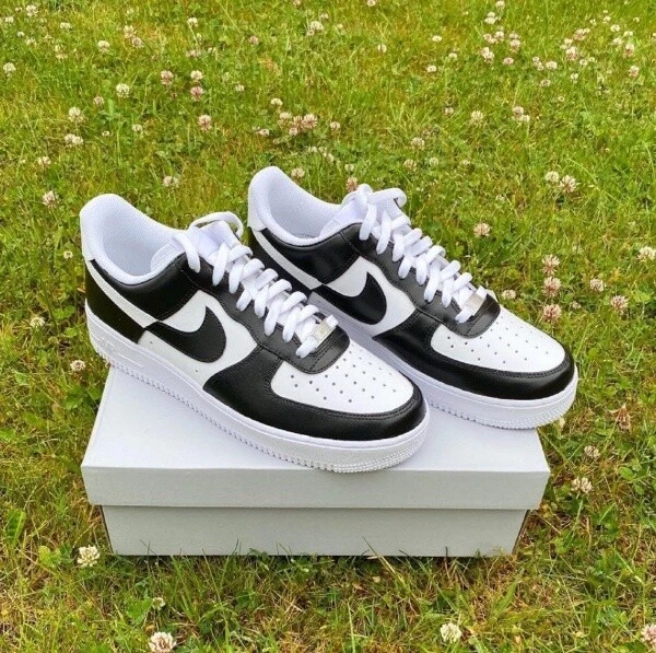 all sizes! custom nike air force ones! black drip - Depop