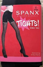 Spanx Double Take Tights Patterned Size C Very Black 20083R By Sara Blakely