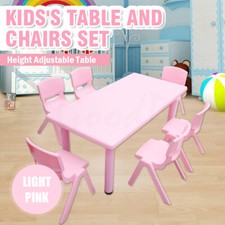 120CM 60CM Kids Toddler Activity Study Dining Playing Table &2 4 6 8 Chairs Pink