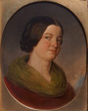 Franziska Deix, ca. 1850, Öl auf Karton, Prunkrahmen, Österreich