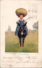 A Rough Rider Child Riding Mule Vintage Postcard Spc19