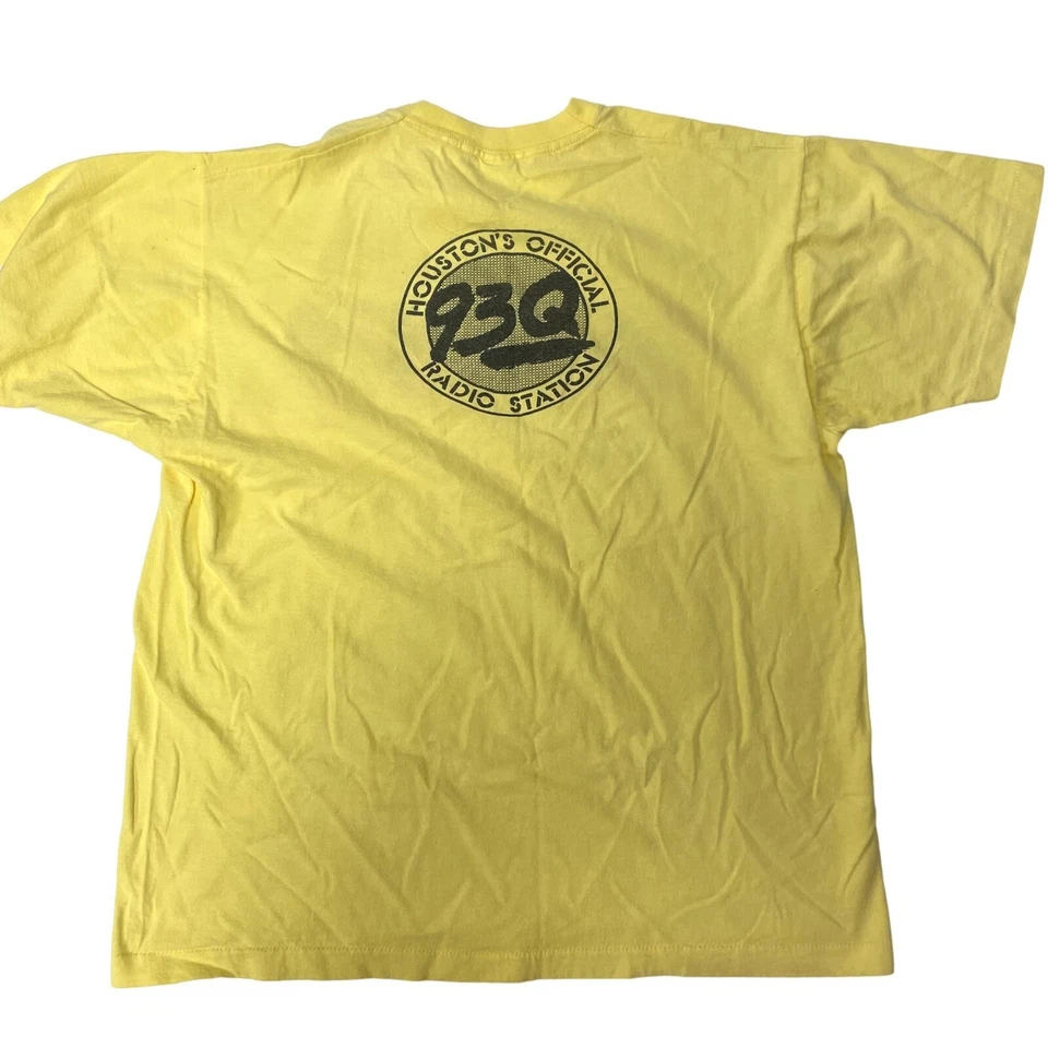 Camiseta De Colección Años 80 Amarilla 1989 WHATABURGER 93Q Zoo Run Houston Tx Country Station Foto 2 de 4