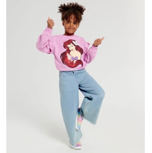 NWT Disney Little Mermaid Sweatshirt Pink Sequins Ruffles Licensed Size 4 Grils - Picture 5 of 6