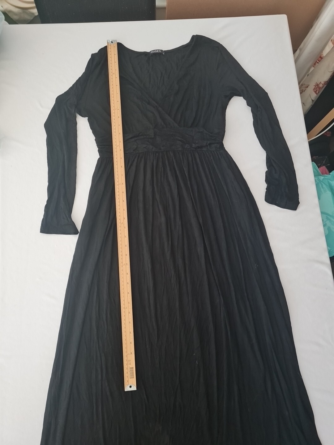 Ladies Dress Ouges Size L Long Sleeve V Neck Blac… - image 4