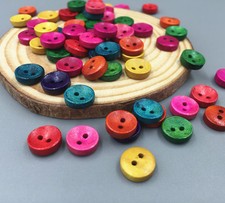 100pcs Mixed color Round 2-Holes Wooden Buttons Sewing Fit Sewing 10mm