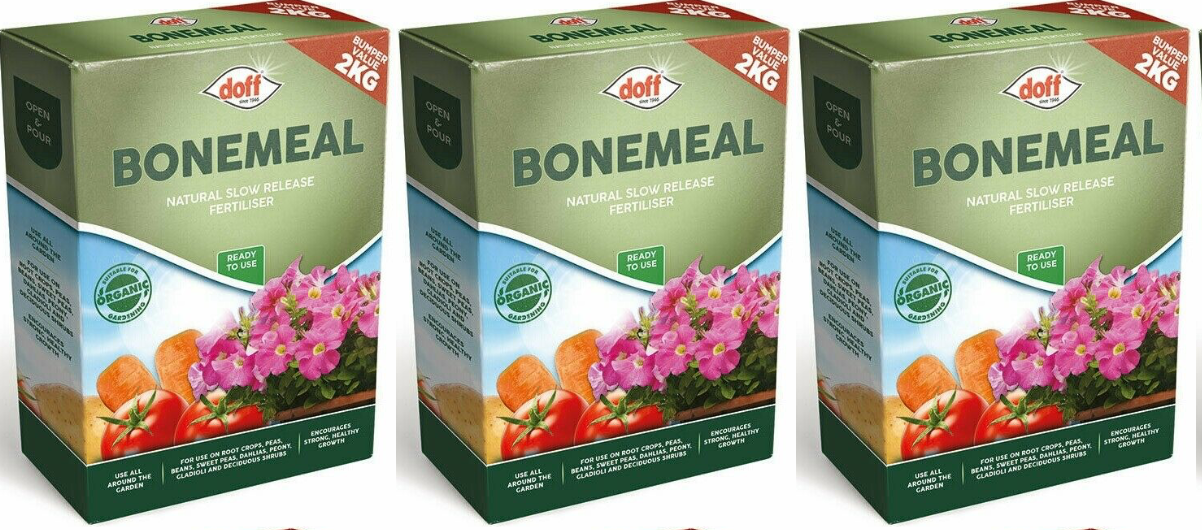3x Doff Bonemeal Natural Organic Slow Release Growth Plant Feed Fertiliser 2kg