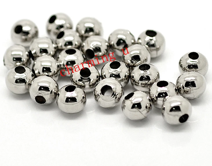 25pz perline metallo spacer separatori 8mm colore argento scuro