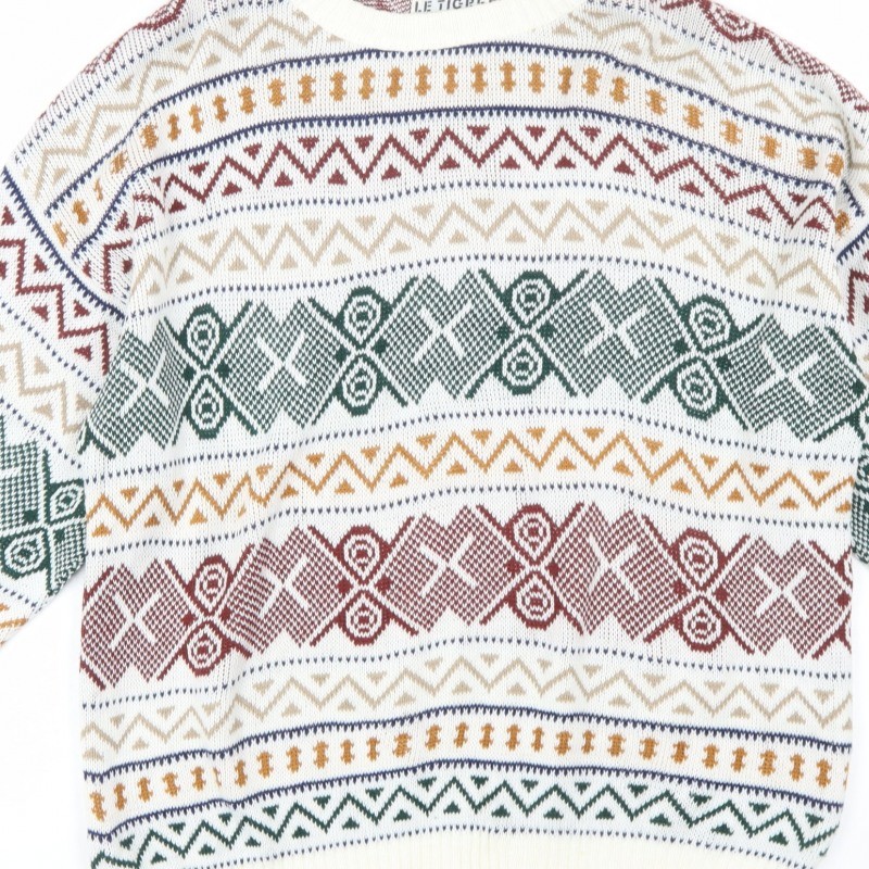 Le Tigre Mens Pullover Jumper Size L Multicoloured Crew Neck Geometric Casual image 7
