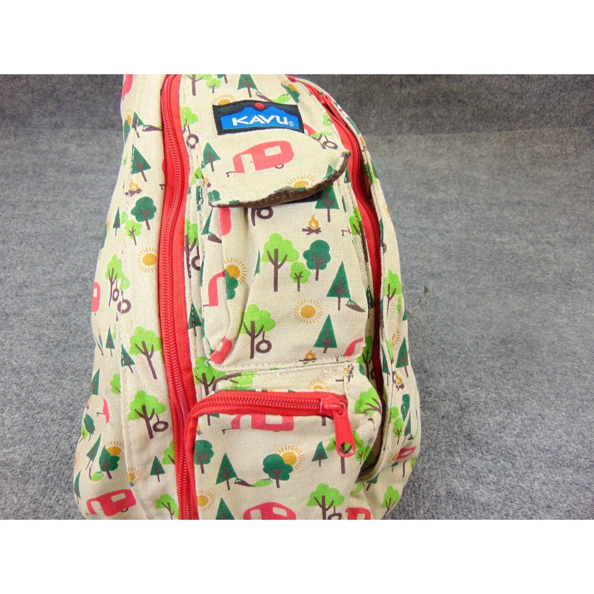 Native Designed Sling Pack; Crossbody Bag; Day Pack; Small  Kavu Tribal Print Backpack in Teal, Red, Black & Cream main image 1