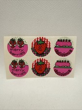 Vintage 1980's Scratch  Sniff STRAWBERRY Glossy Sticker Strip Please Read