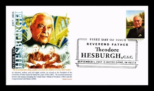 US COVER REVEREND FATHER TED HESBURGH FIRST DAY ISSUE PANDA CACHET