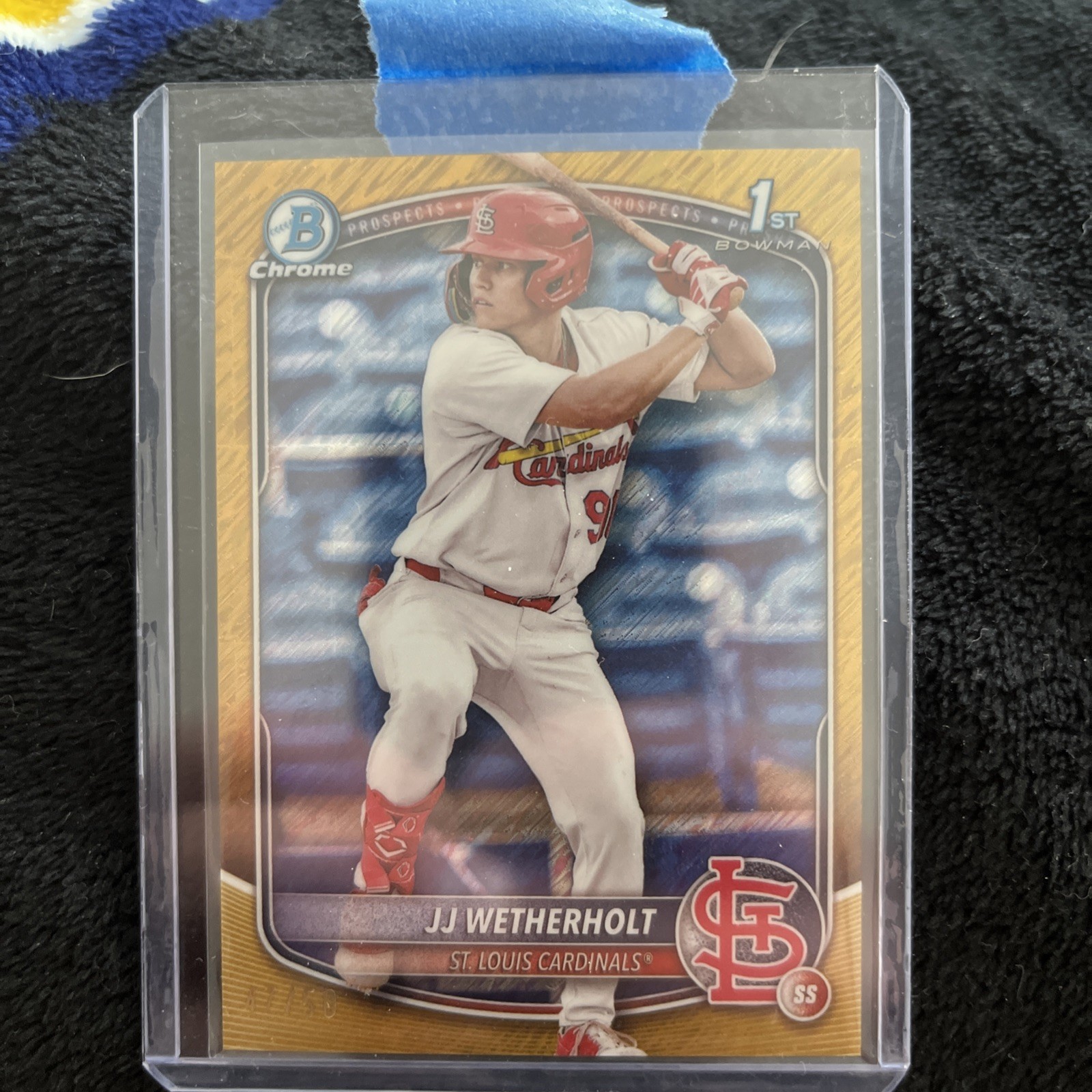 2025 Bowman Chrome JJ Wetherholt 1st Gold Shimmer # /50 St. Louis Cardinals