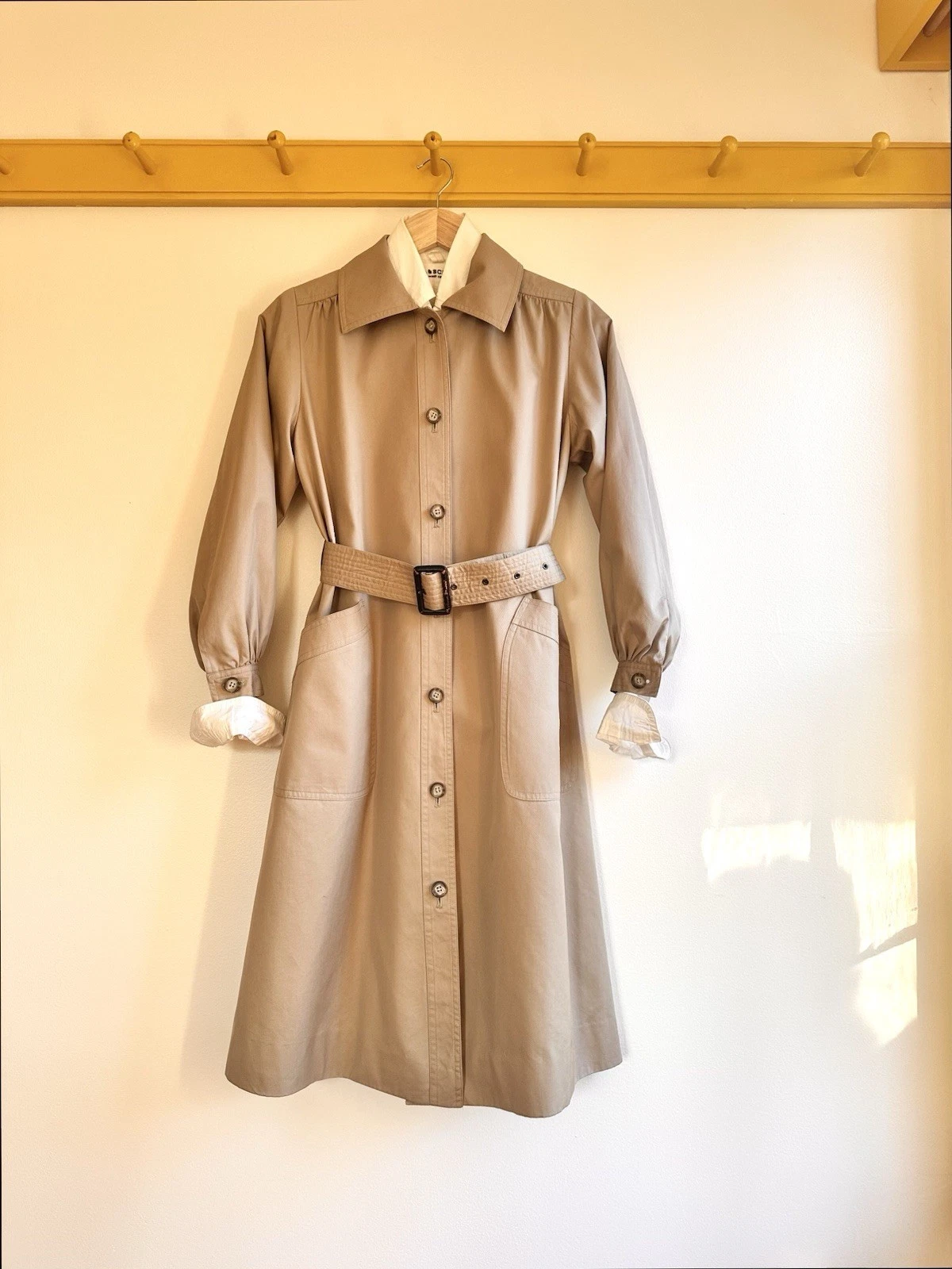 SAINT LAURENT (YSL) Giacca trench vintage anni 70 YSL YVES SAINT LAURENT Paris cotone twill kaki S