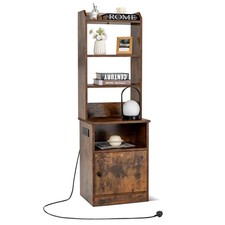 COSTWAY 6-Tier Nightstand Bedside Tables Tall Night Stands w/ Charging Station