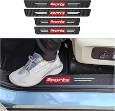 4Pcs Car Door Sill Protector, Carbon Fiber Threshold Anti-Scr Color: Red/Sport