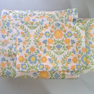 Vtg Queen Size Sheets Set Floral 80s 90s Flat Fitted Pillow Cases Cottagecore