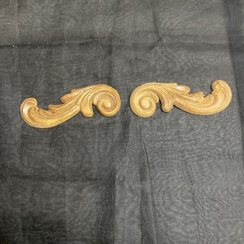 (2) Wooden Onlay Appliqués Pair