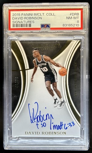 2015-16 Panini Immaculate David Robinson Signatures Auto Autograph #/60 PSA 8