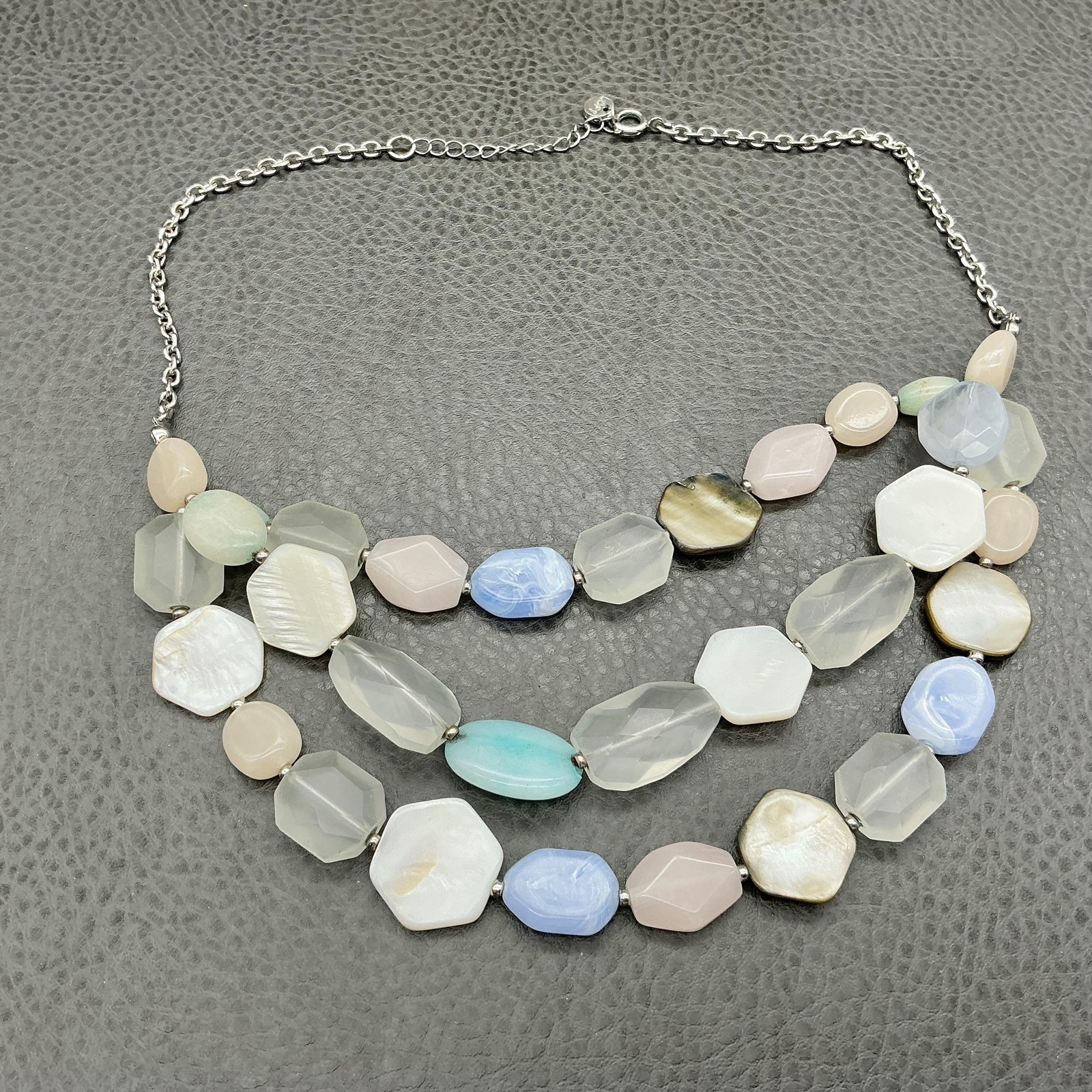 LOFT Necklace Multicolor Beaded Shell Layered 20 … - image 2