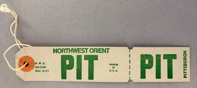 Northwest Orient PIT Pittsburgh Airline Kofferanhänger Vintage Gepäck Etikett Tasche