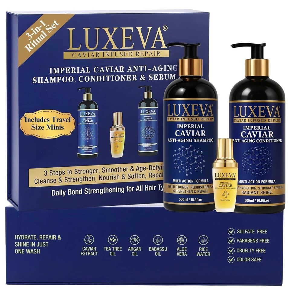 3‑in‑1 Imperial Caviar Hair Set – Hydrating Bond Repair Shampoo & Conditioner - Image 2 of 4