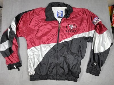 Vintage Pro PLayer San Francisco 49ers Windbreaker Jacket Men's Small Red Black