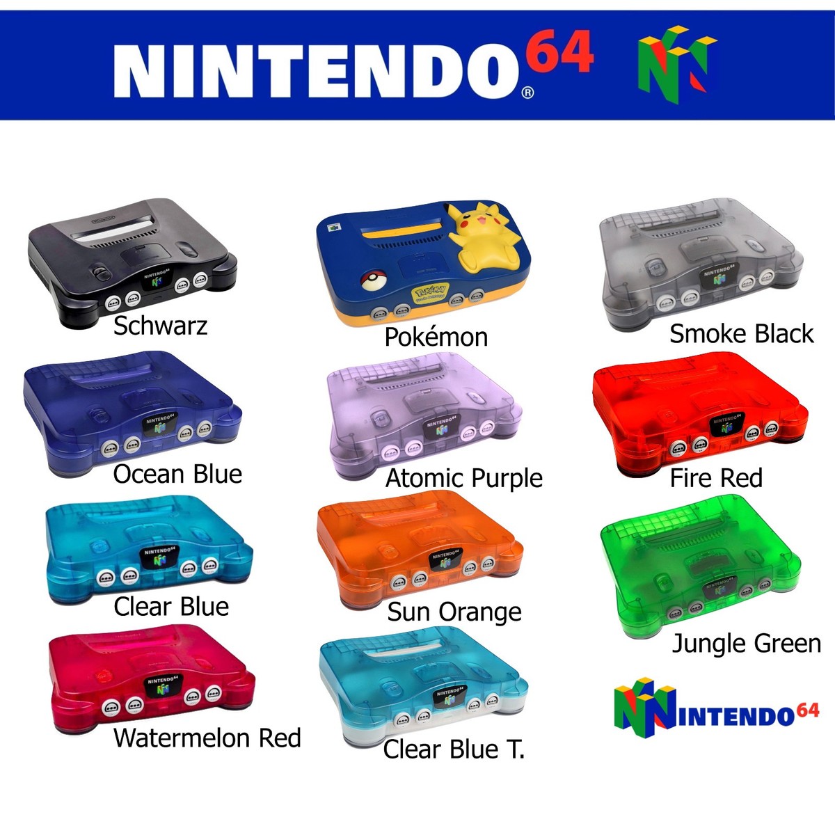 Nintendo 64 / N64 Konsole + 1 2 3 4 Controller 🎮✓ Strom