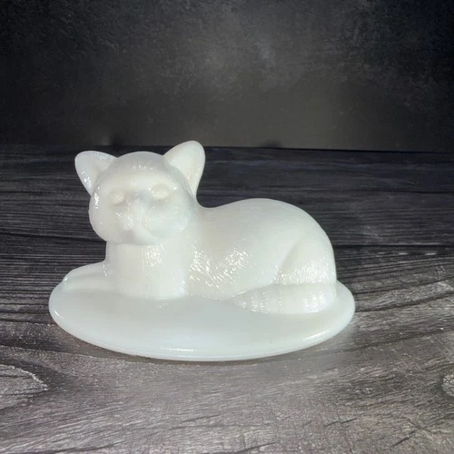 Vintage Westmoreland Cat On A Nest TOP ONLY White Milk Glass