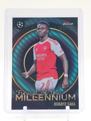 BUKAYO SAKA 2025-26 TOPPS FINEST UEFA OF THE MILLENNIUM AQUA /199 Q1969