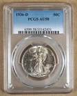 1936-D WALKING LIBERTY HALF DOLLAR PCGS AU58 142451