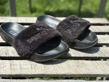 RARE Fenty x Puma Rihanna Women’s 37 Black Fur Slides Leadcat Fenty Sandal Slide