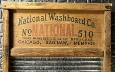 Vintage National Washboard Co. Washboard #510 Glass Washing Surface Atlantic